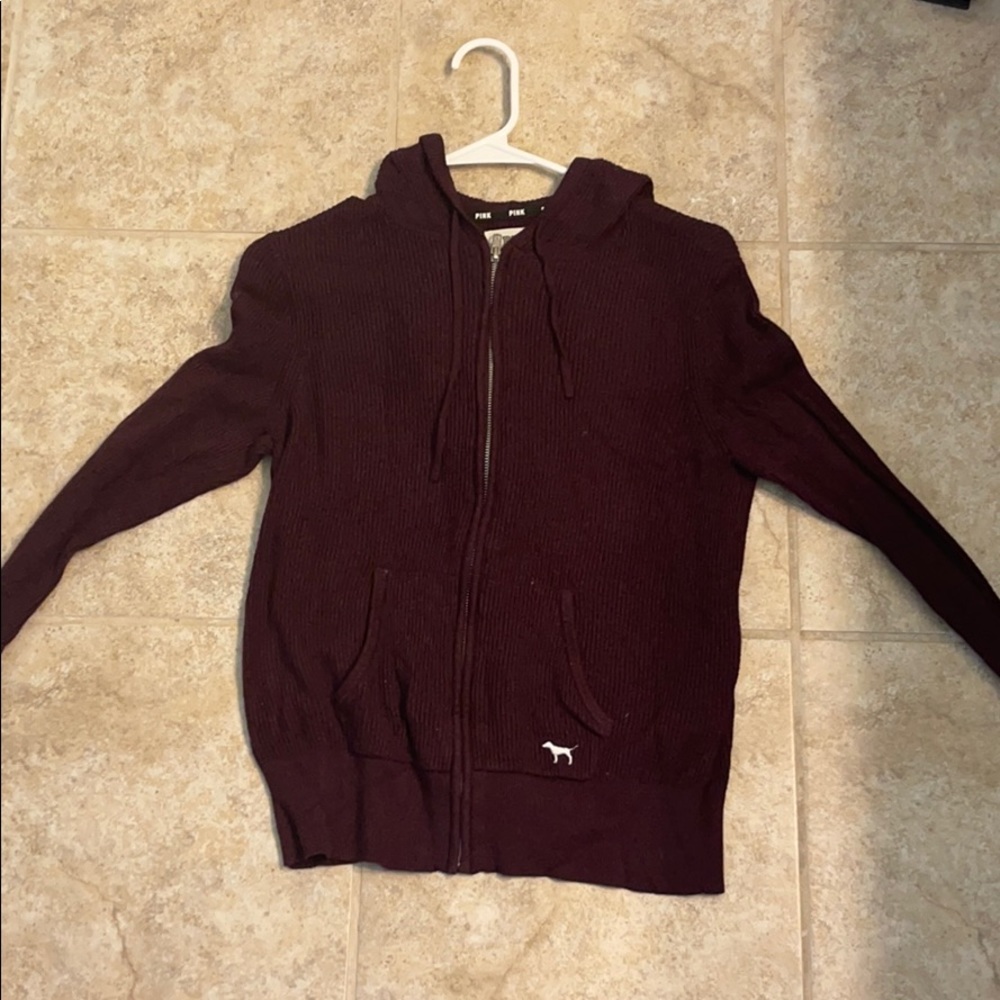 zip up sweater (burgundy)